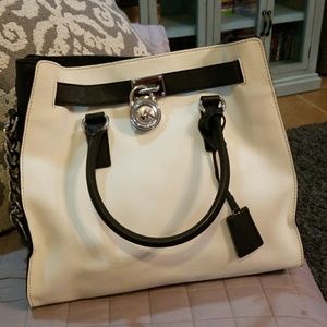 Authentic Michael Kors black/white leather bag